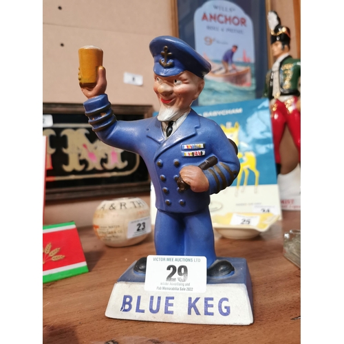 29 - 1950�s rubberoid Blue Keg Naval Officer advertising figure. {20 cm H x 12 cm W x 7 cm D}.