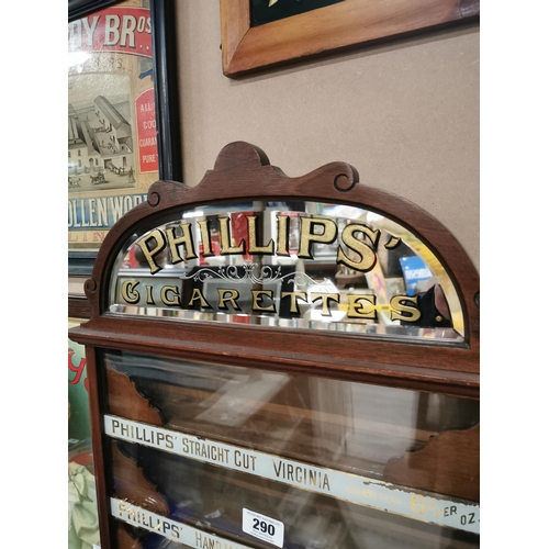 290 - Phillips's Cigarettes Mahogany dispensing cabinet.  {88 cm H x 53 cm W x 18 cm D}.