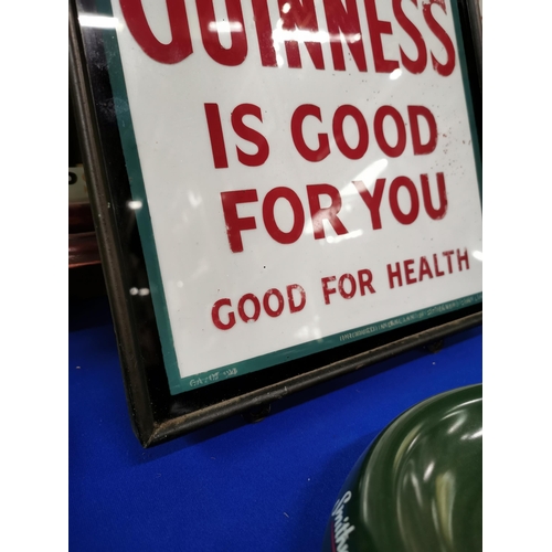 291 - Rare Guinness reverse painted framed advertising sign. {52 cm H x 30 cm W}.