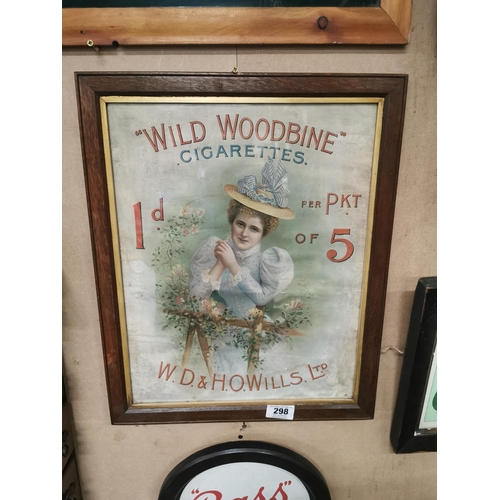 298 - Rare Wild Woodbine Cigarettes W.S. & H.O. Wills Ltd pictorial framed advertising show card {55 cm H ... 