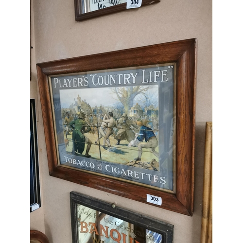 303 - Player's Country Life Tobacco & Cigarettes advertising show card in original frame {46 cm H x 57 cm ... 