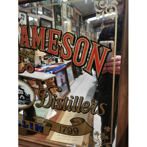 309 - William Jameson and Co Whiskey Distillers Dublin framed advertising mirror. {56 cm H x 80 cm W}.