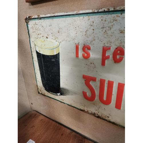 32 - Is Fearrde Tu Guinness tin plate bi lingual advertising sign  . { 25 cm H x 49 cm W}.