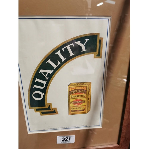 321 - Quality Wills's Gold Flake framed advertising showcard. {46 cm H x 36 cm W}