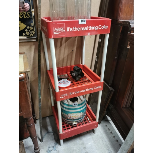 326 - 20th C. Three tier Coca Cola advertising display shelf. {114 cm H x 41 cm W x 41 cm D}.