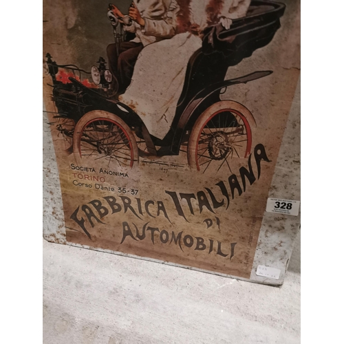 328 - Fiat Car tin plate advertisement {58 cm H x 48 cm W}.