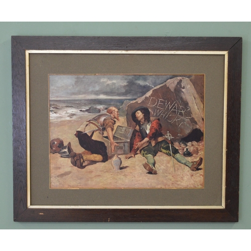 342 - Dewar's Scotch Whisky framed advertising print. {49 cm H x 60 cm W}.