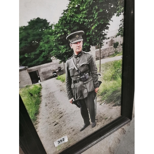 352 - Gen Michael Collins framed coloured print. { 57 cm H x 43 cm W}.