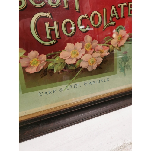 357 - Rare Carr�s Chocolate Biscuits framed advertising showcard. {57 cm H x 65 cm W}.