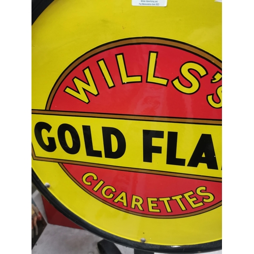 359 - Wills�s Gold Flake and Wills�s Woodbine double sided enamel advertising sign on stand. {100 cm H x 5... 