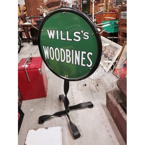 359 - Wills�s Gold Flake and Wills�s Woodbine double sided enamel advertising sign on stand. {100 cm H x 5... 