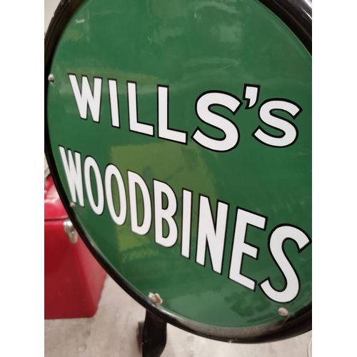 359 - Wills�s Gold Flake and Wills�s Woodbine double sided enamel advertising sign on stand. {100 cm H x 5... 