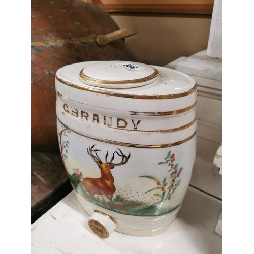 366 - Brandy ceramic dispenser. { 28 cm H x 33 cm W x 17 cm D}.