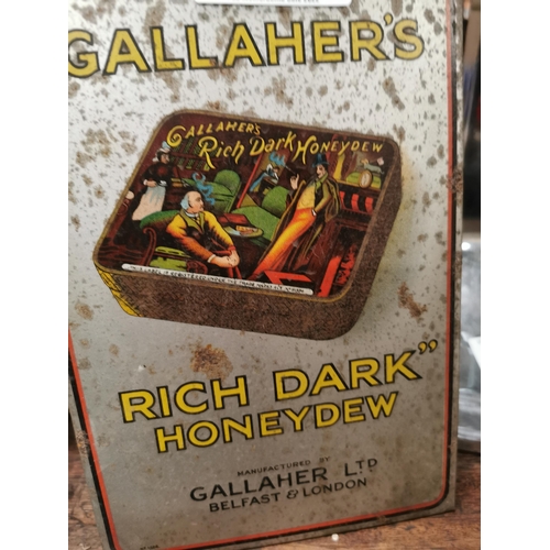 369 - Gallaher's Rich Dark Honeydew tobacco tin plate advertising show card {24 cm H x 14 cm W}.