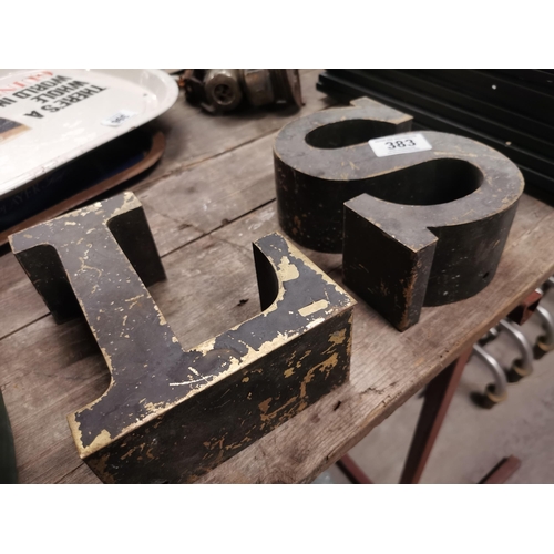 383 - Early 20th C. Two Brass Shop Letters � S and L. { 19 cm H x16 cm W x 8 cm D}