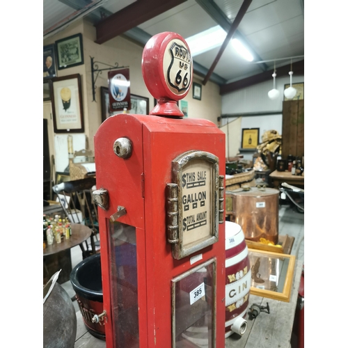 385 - Cassette player in the form of Route 66 Petrol Pump. {82 cm H x 22 cm W x 18 cm D}