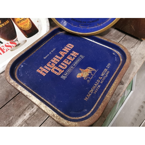 396 - Three tin plate advertising trays � Guinness, Highland Cream and John Player.