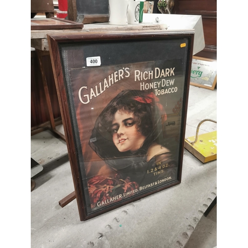 400 - Gallaghers Rich Dark Honeydew framed advertising print. { 75 cm H x 56 cm W}