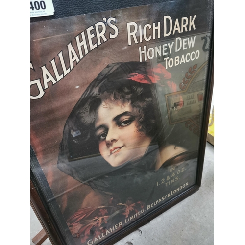 400 - Gallaghers Rich Dark Honeydew framed advertising print. { 75 cm H x 56 cm W}