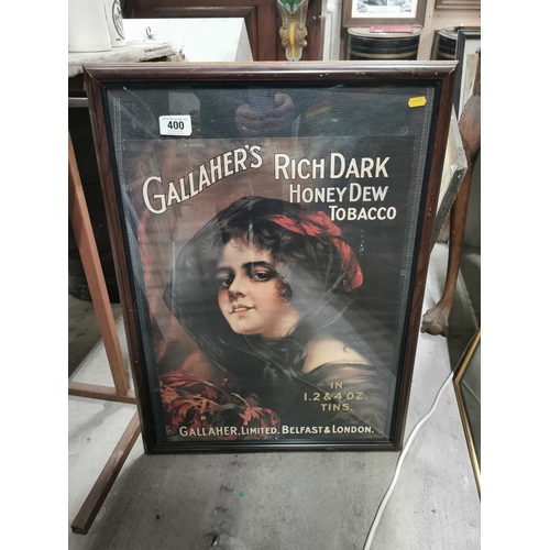 400 - Gallaghers Rich Dark Honeydew framed advertising print. { 75 cm H x 56 cm W}