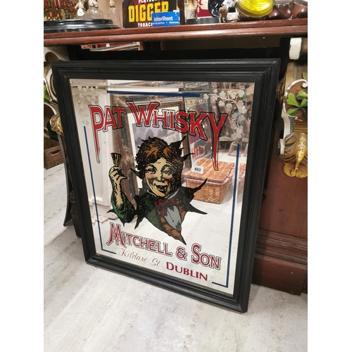 403 - Paddy Whiskey Mitchell and Son Kildare Street Dublin advertising mirror. {103 cm H x 38 cm W}.