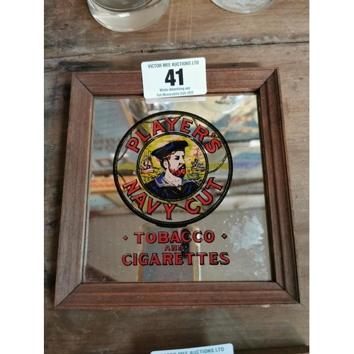 41 - Player�s Navy Cut Tobacco and Cigarettes framed advertising  mirror. { 16 cm H x 15 cm W}.