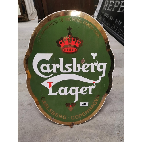 414 - Carlsberg Lager enamel advertising sign. {60 cm H x 46 cm W}