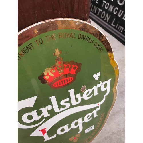 414 - Carlsberg Lager enamel advertising sign. {60 cm H x 46 cm W}