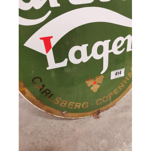 414 - Carlsberg Lager enamel advertising sign. {60 cm H x 46 cm W}