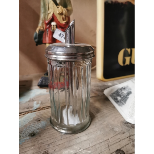 473 - Coca Cola glass and chrome advertising beaker. {17 cm H x 8 cm Dia}.