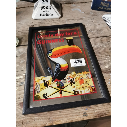 476 - Lovely Day for Guinness Toucan framed  advertising mirror. {32 cm H x 33 cm W}.