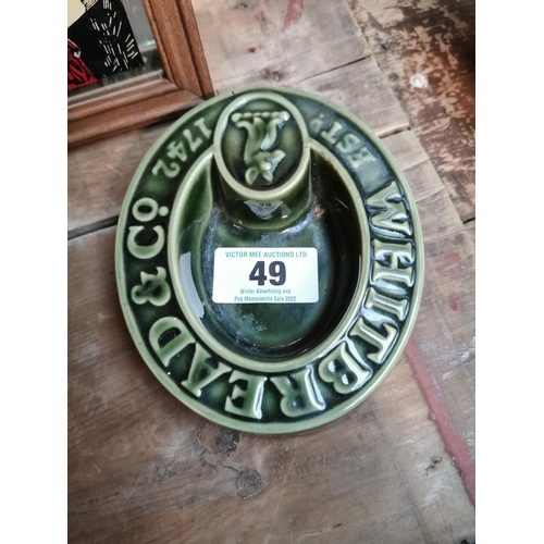 49 - Whitbread and Co stoneware advertising ashtray. {3 cm H x 12 cm W x 15 cm D}.
