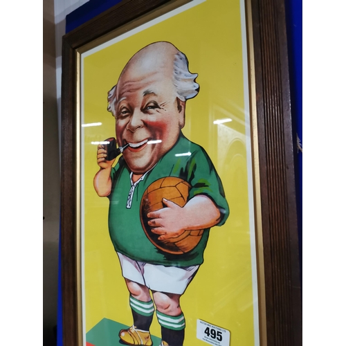 495 - Mick McQuaid Tobacco framed advertising print. { 78 cm H x 42 cm W}.