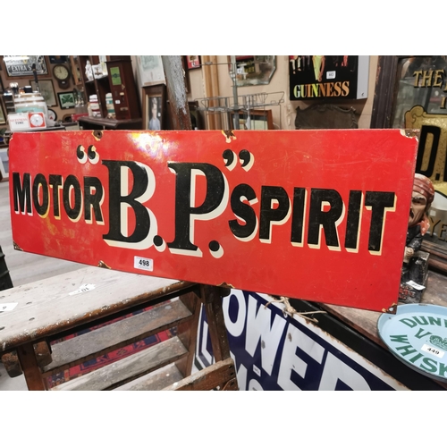 498 - Motor BP enamel advertising sign. {30 cm H x 91 cm W}