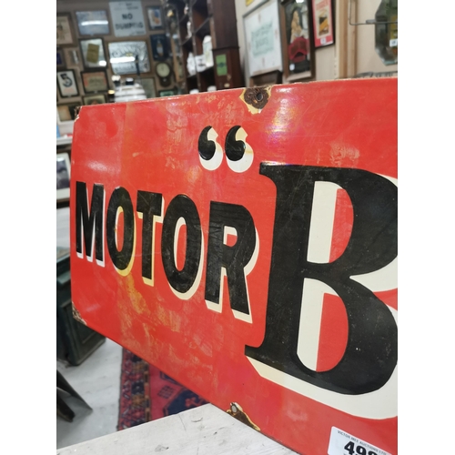 498 - Motor BP enamel advertising sign. {30 cm H x 91 cm W}