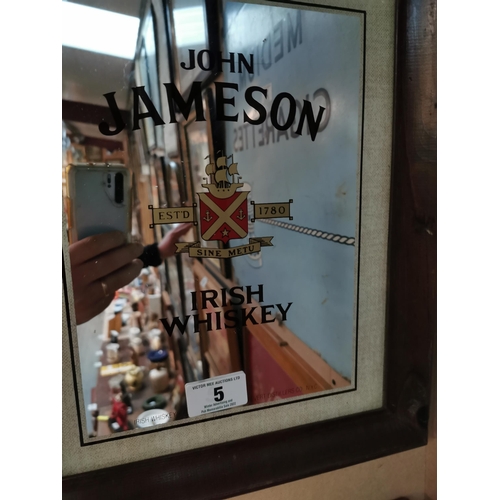 5 - John Jameson Irish Whisky framed advertising mirror. {42 cm H x 35 cm W}.