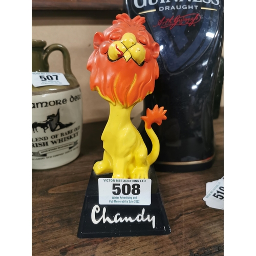 508 - Chandy Perspex advertising Lion figure. { 20 cm H x 9 cm W x 9 cm D}.