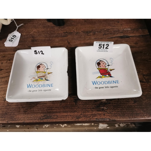 512 - Two Woodbine enamel advertising ashtrays {13 cm H x 13 cm W}.