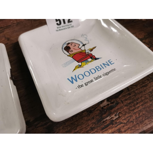 512 - Two Woodbine enamel advertising ashtrays {13 cm H x 13 cm W}.