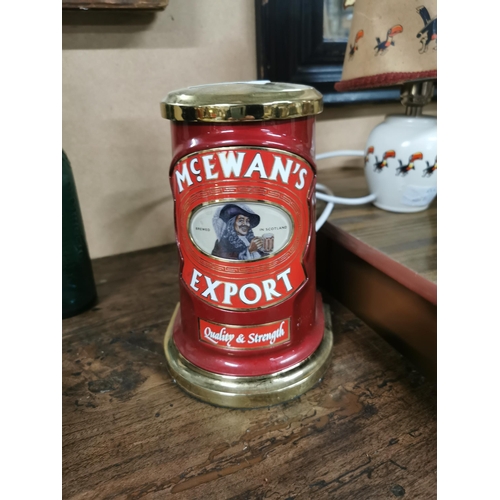 514 - McEwan's Export ceramic counter light up advertising display. {19 cm H x 13 cm W x 10 cm D}