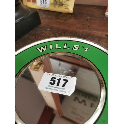 517 - Wills�s Woodbine Cigarettes advertising mirror. {17 cm Dia}.