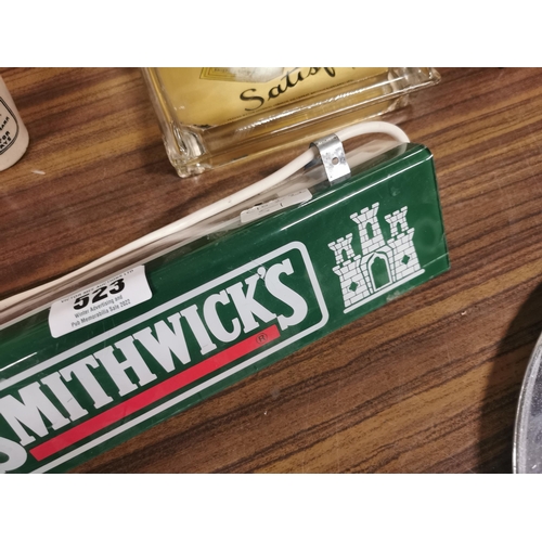 523 - Smithwick�s perspex light up advertising sign. {8 cm H x 36 cm W x 6 cm D}