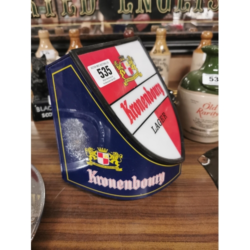 535 - Kronenbourg counter display light up advertising sign {21 cm H x 18 cm W x 18 cm D}.