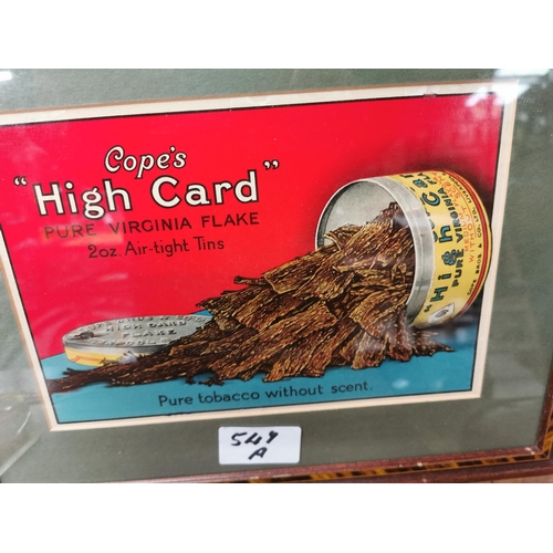 549a - Cope�s High Card Pure Virginia Flake framed advertising showcard. {29 cm H x 37 cm W}.