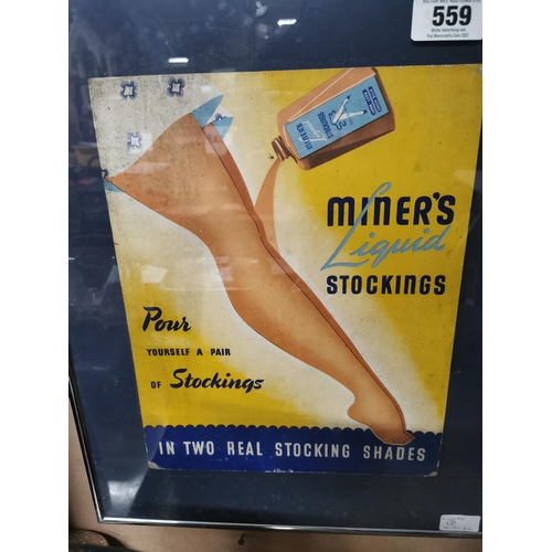 559 - Miner's Liquid Stockings Pour Yourself a Pair of Stockings framed advertising print . {50 cm H x 41 ... 