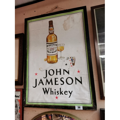 56 - Original John Jameson whiskey showcard in original frame. {74 cm H x 53 cm W}