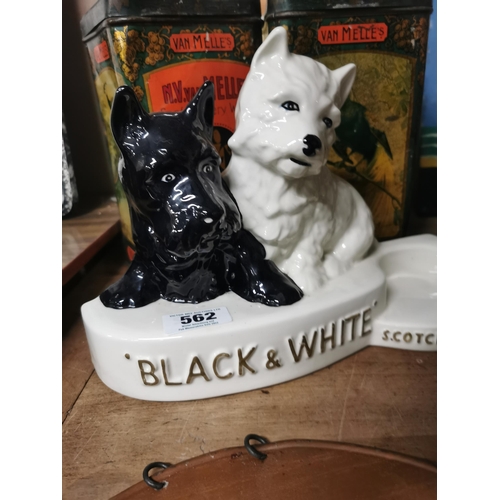 562 - Black and White Scotch Whiskey bottle holder. {24 cm H x 34 cm W x 12 cm D}.