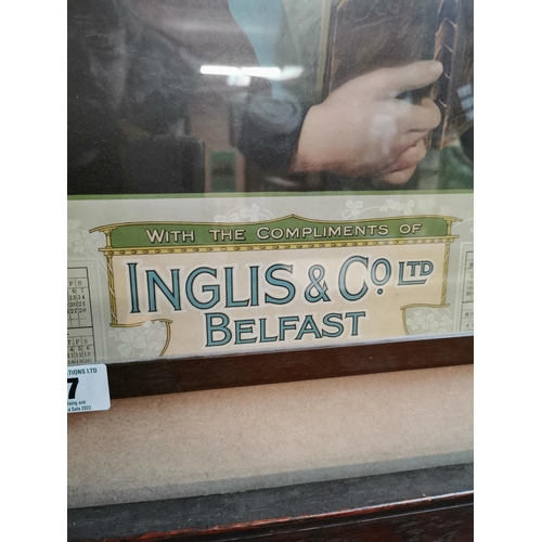 57 - Rare Inglis & Co Belfast 1914 framed advertising calendar. {66cm H x 47cm W}.