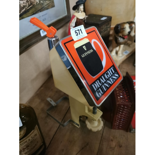 571 - Rare Draught Guinness advertising counter light and original tap {40 cm H x 14 cm W x 30 cm D}.