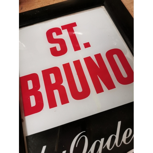 571a - St Bruno by Ogden's reverse glass painted advertising sign. {30 cm H x 23 cm W}.